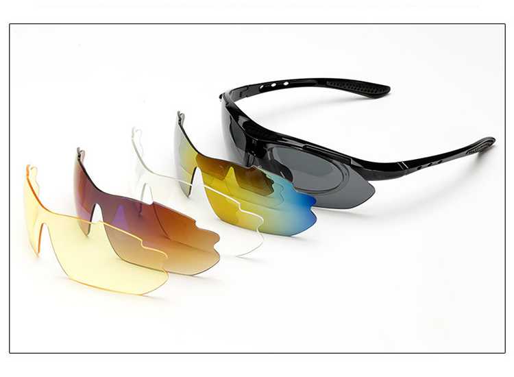 แว่นตาจักรยาน (clip lens สายตา + เลนส์ 5 สี)