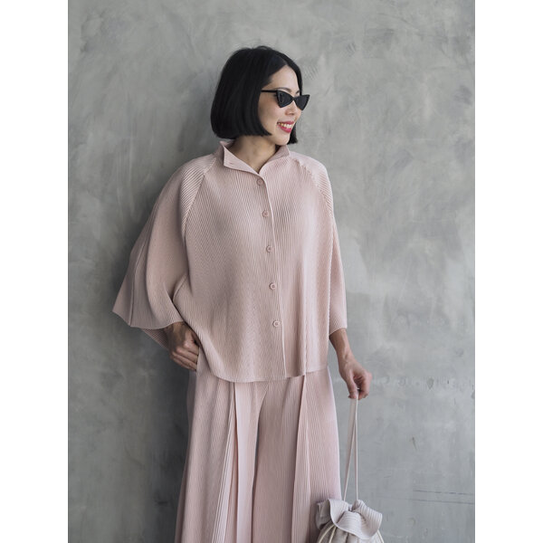 2MUAY รุ่น GJO11112 เสื้อคลุมพลีทคุณภาพ THICK BUTTON FRONT CAPE PLEATED CARDIGAN 12 สี FREE SIZE