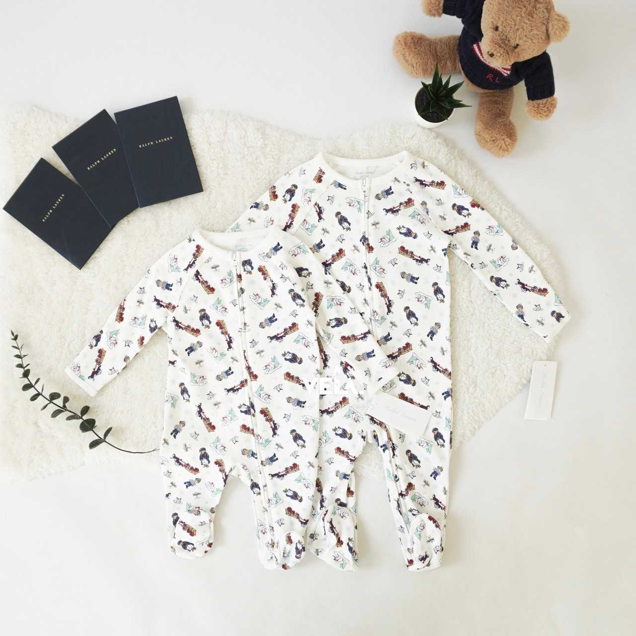 Cotton Polo Bear Footed Coverall (Multi)