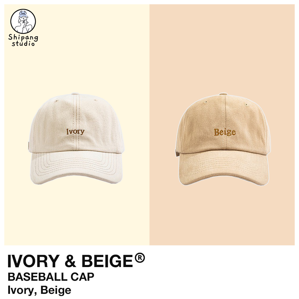 หมวกแก๊ป หมวกเบสบอล ปักลาย Ivory & Beige