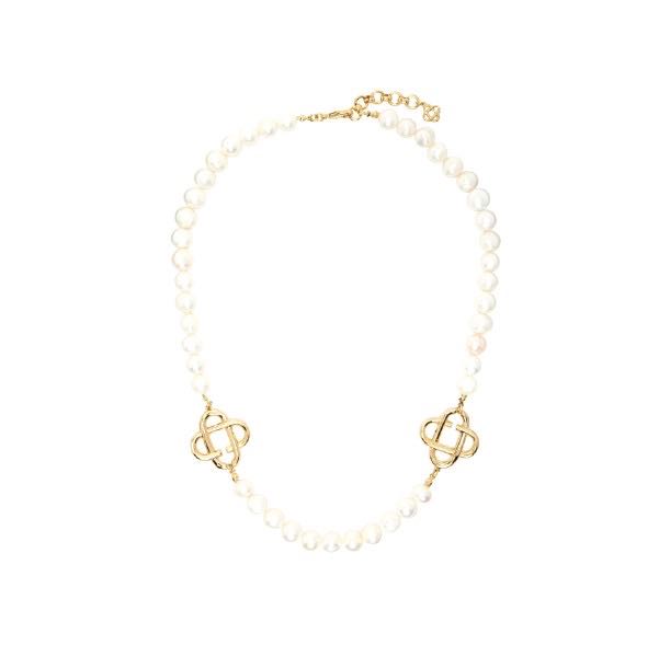 CASA BLANCA MEDIUM PEARL LOGO NECKLACE