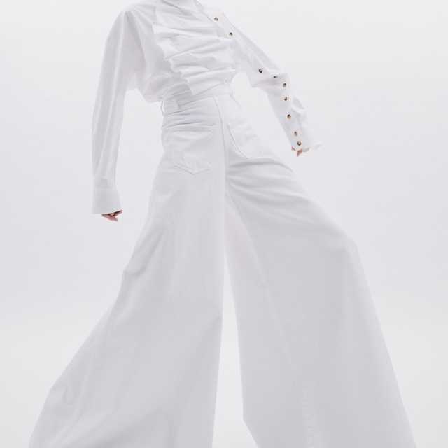 A.W.A.K.E. Super Wide Leg Mirror Jeans - White