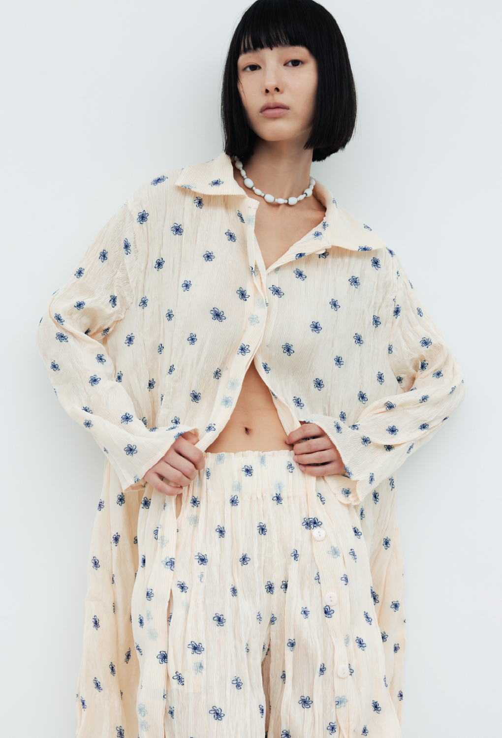 GD174  - Wavy Shirt Dresses (Flower Printed)