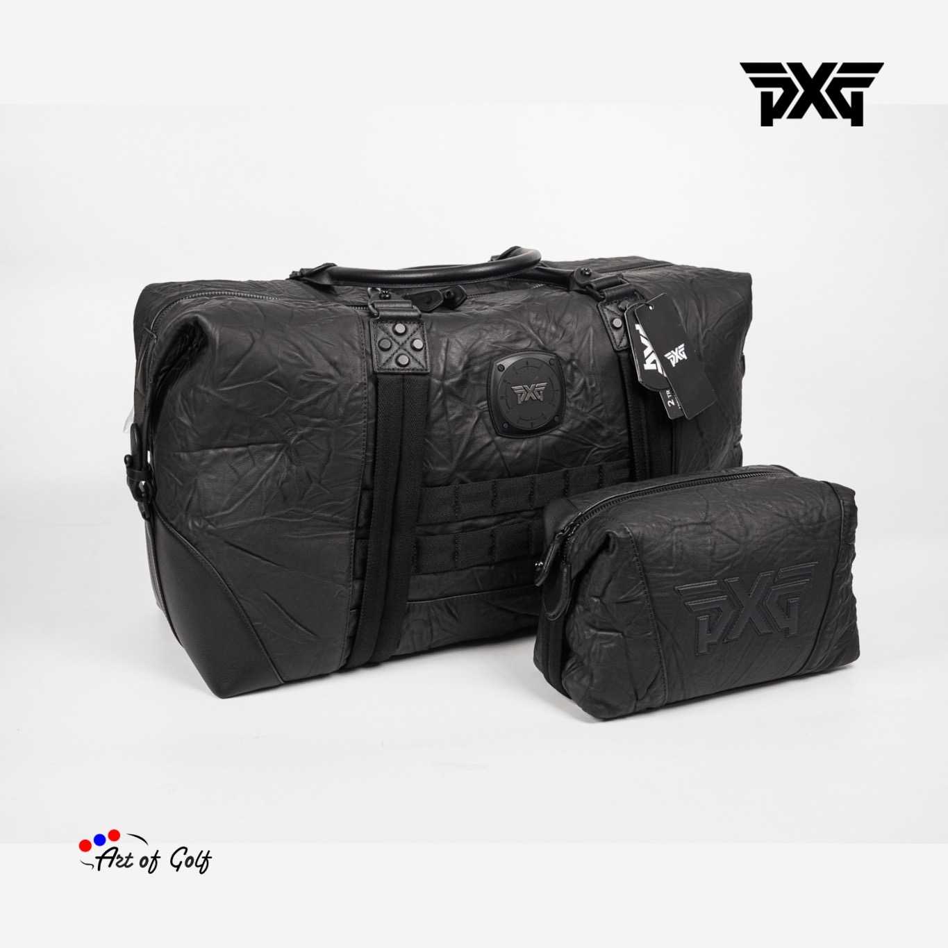 PXG MILITARY WASHED LEATHER BOSTON BAG (Black)