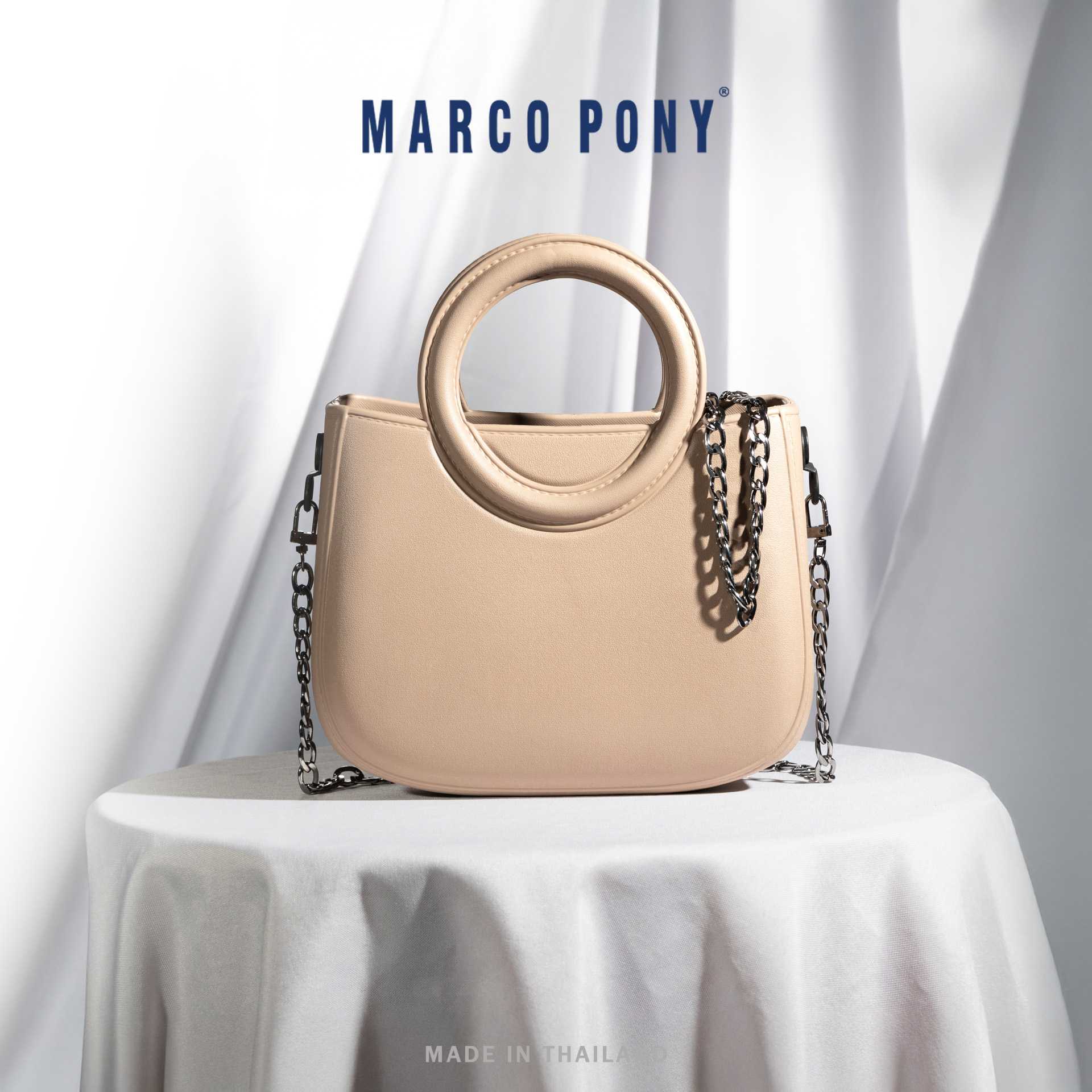 Marco Pony รุ่น BP1009 กระเป๋าถือทรงโฮโบ สะพายข้าง ดีไซน์เรียบหรู ใบกลางทรงกะทัดรัด ขนาด 17 x 21 CM.