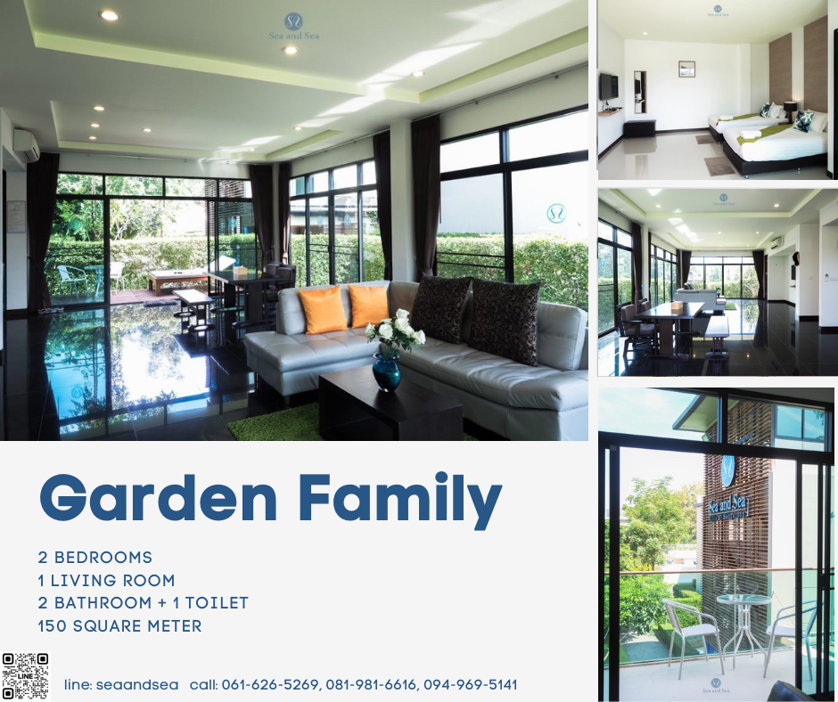 วิลล่าGARDEN FAMILY  FOR 4 PERSONS 1 VILLA 2BEDROOMS 1LIVING ROOM(WEEKDAY)