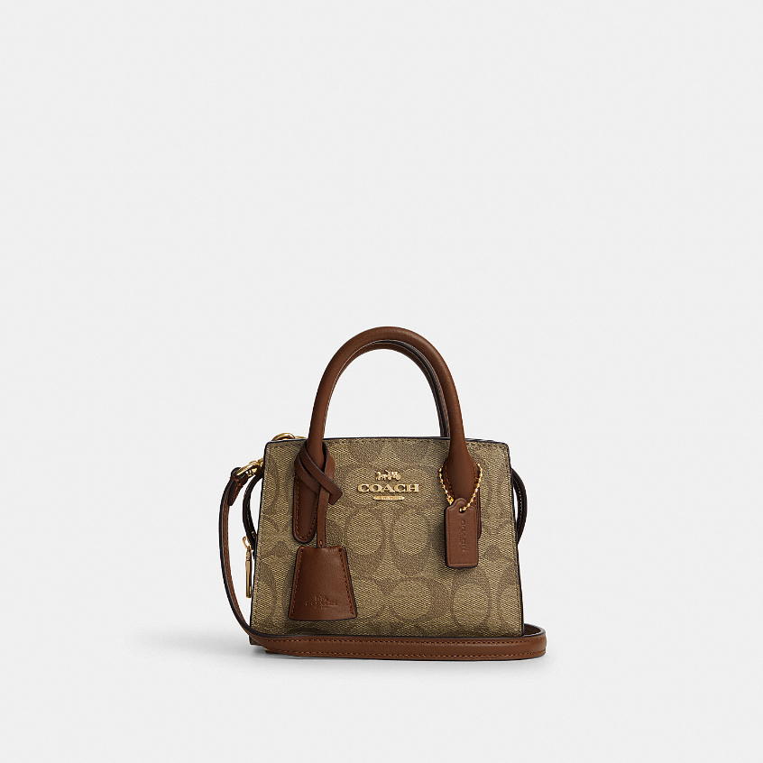 Coach CO975 Andrea Mini Carryall (IME74) กระเป๋าสะพายข้างผู้หญิง สี Im/Khaki Saddle 2