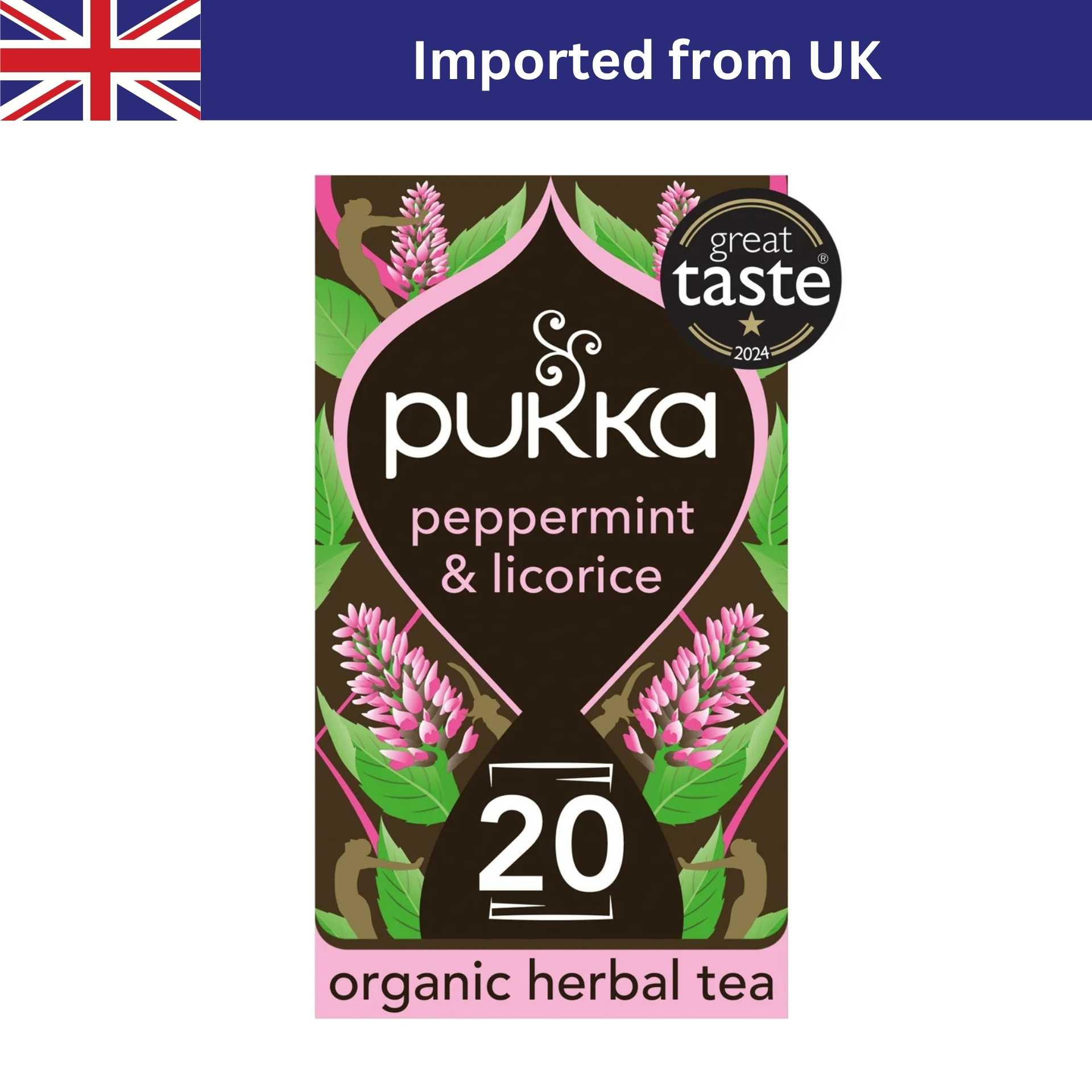 Pukka Peppermint & Licorice Organic Fair Herbal Tea (20 ซอง / 30g) ชาอังกฤษ ชาซอง ชาออร์แกนิก