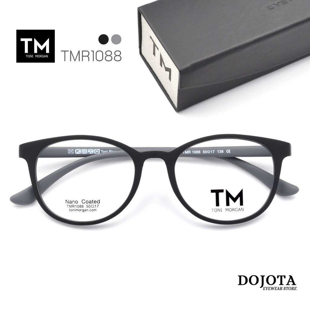 กรอบแว่นตา Toni Morgan รุ่น TMR1088 สีดำ/เทาสไตล์เนิร์ด ยืดหยุ่นได้ น้ำหนักเบา