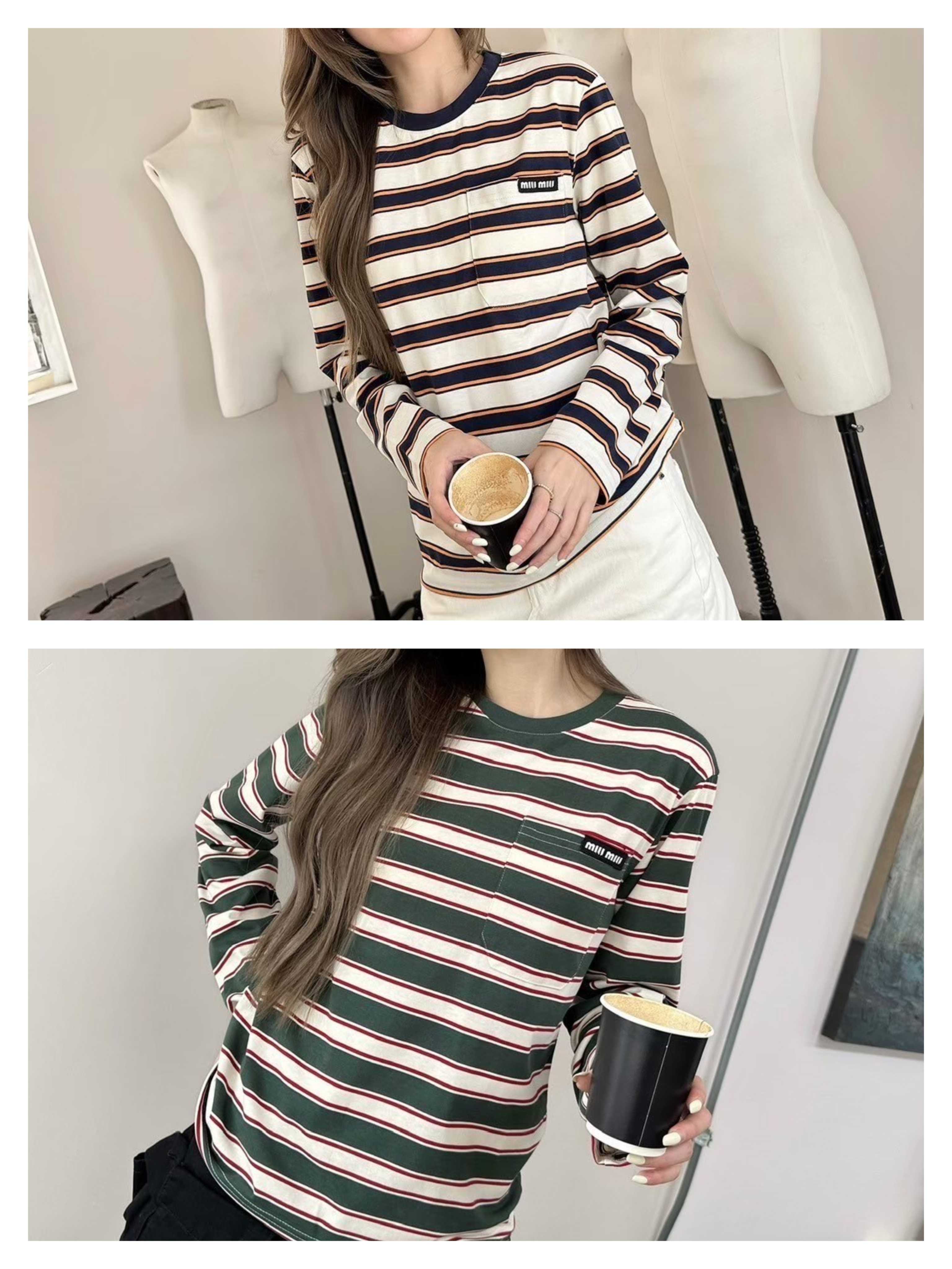 ( SALE ) MIUMIU STRIPE T-SHIRT