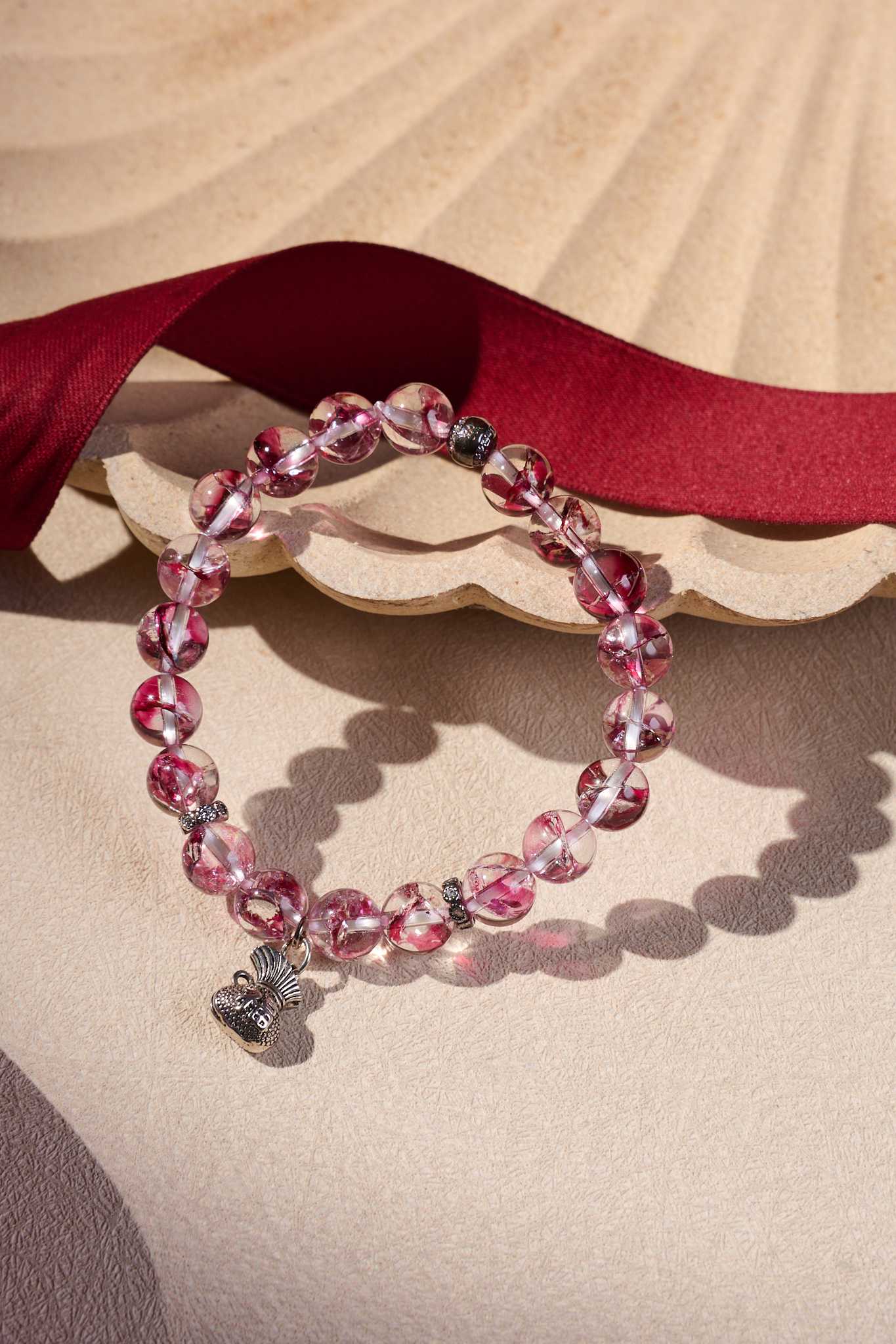 กำไลหินเด่นเรื่องโชคลาภ การลงทุน การทำธุรกิจ ค้าขาย 💗Pink Hematoid Quartz
