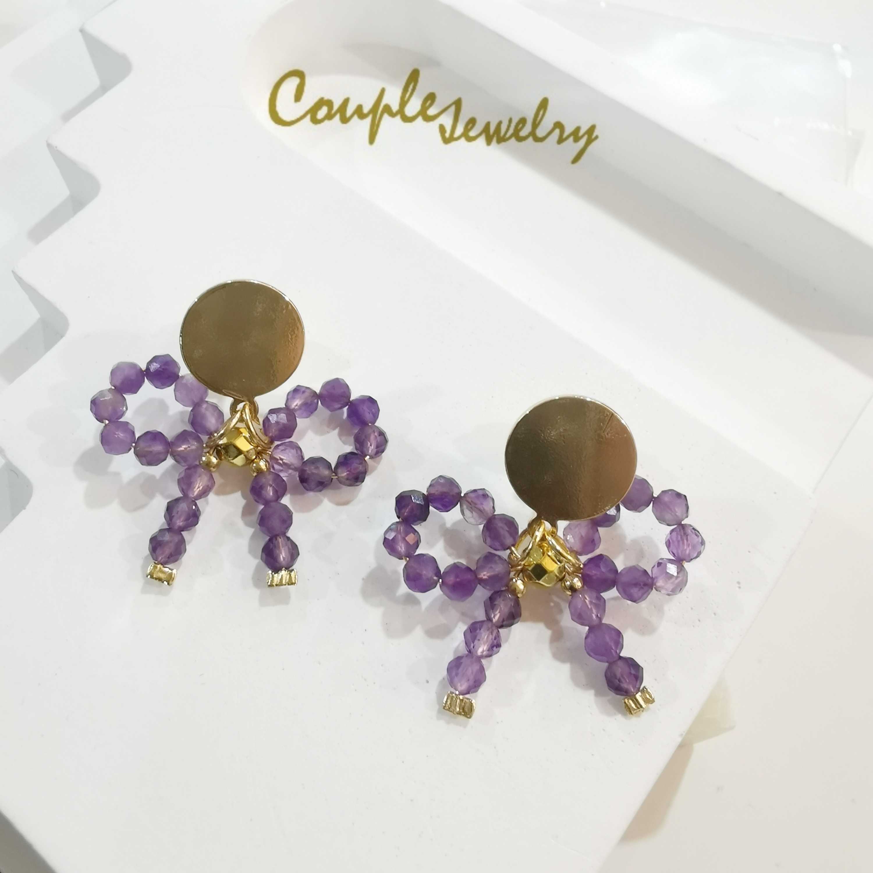 Ribbon​ Amethyst​ earring​