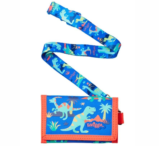 พร้อมส่งในไทย💖 Smiggle Wallet กระเป๋าตังค์ กระเป๋าเงิน ไดโนส้ม รุ่นมีสาย ของแท้🎁