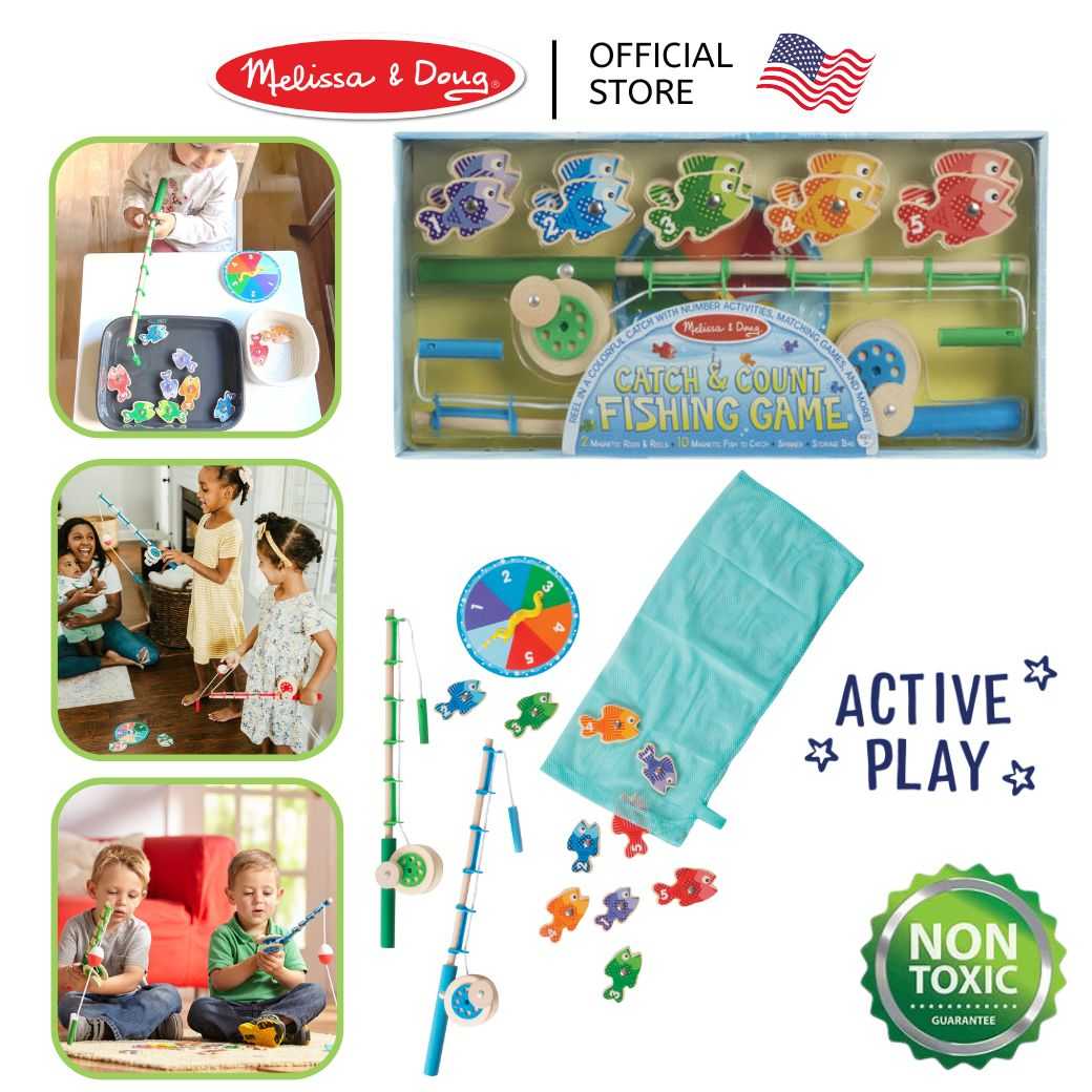 (ของแท้ USA) ของเล่นเกมตกปลา ฝึกสมาธิ จับคู่สี นับเลข Catch & Count Fishing Game Melissa & Doug 5149