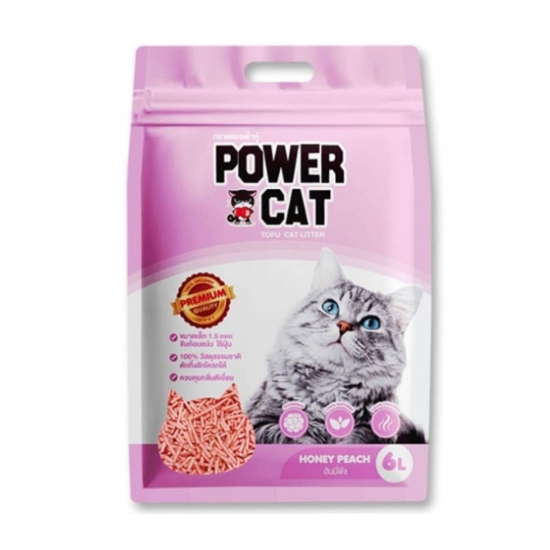 ทรายเต้าหู้ Power Cat กลิ่น ฮันนี่พีช 6 L.