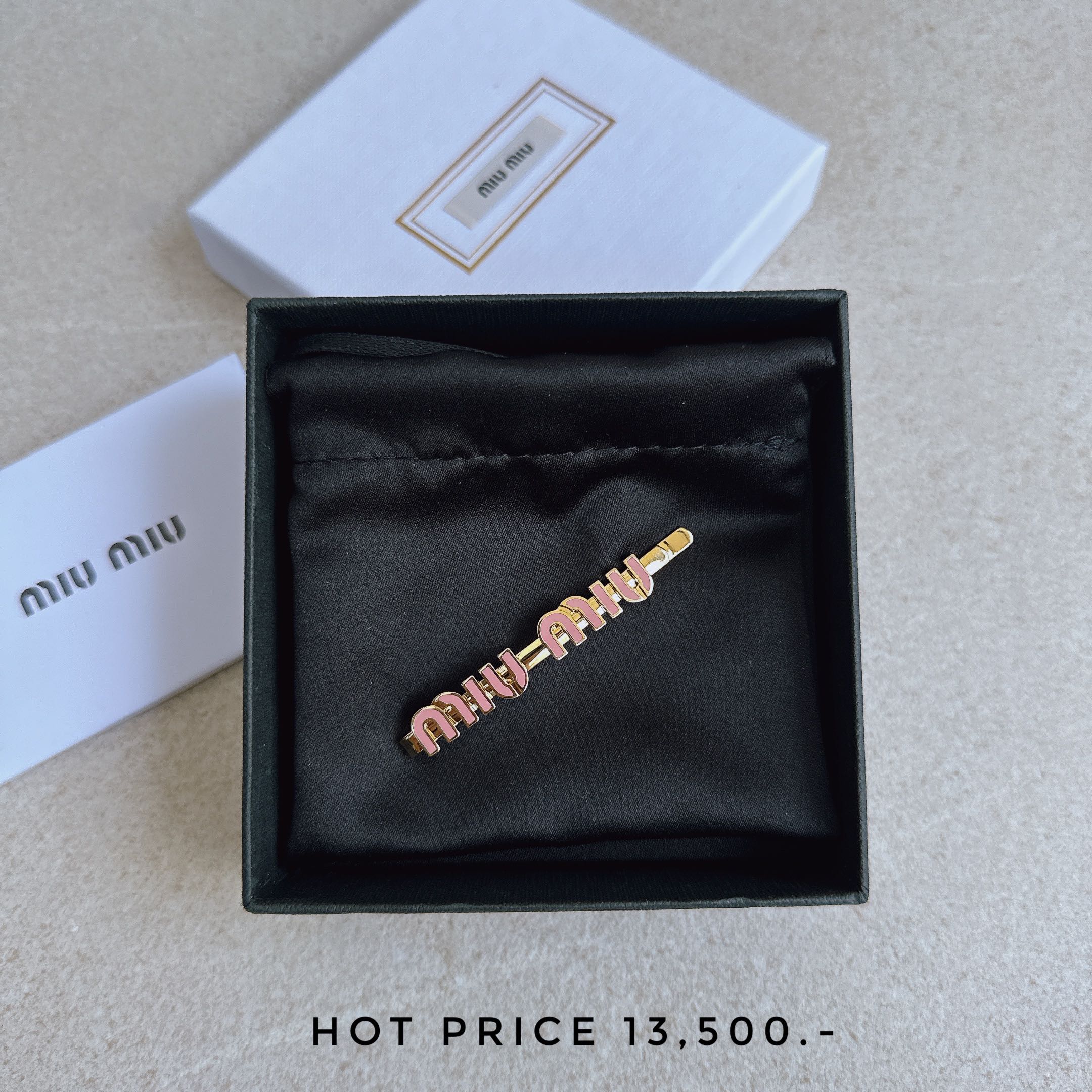MIUMIU Enameled metal Hair clip สี Orchid Pink