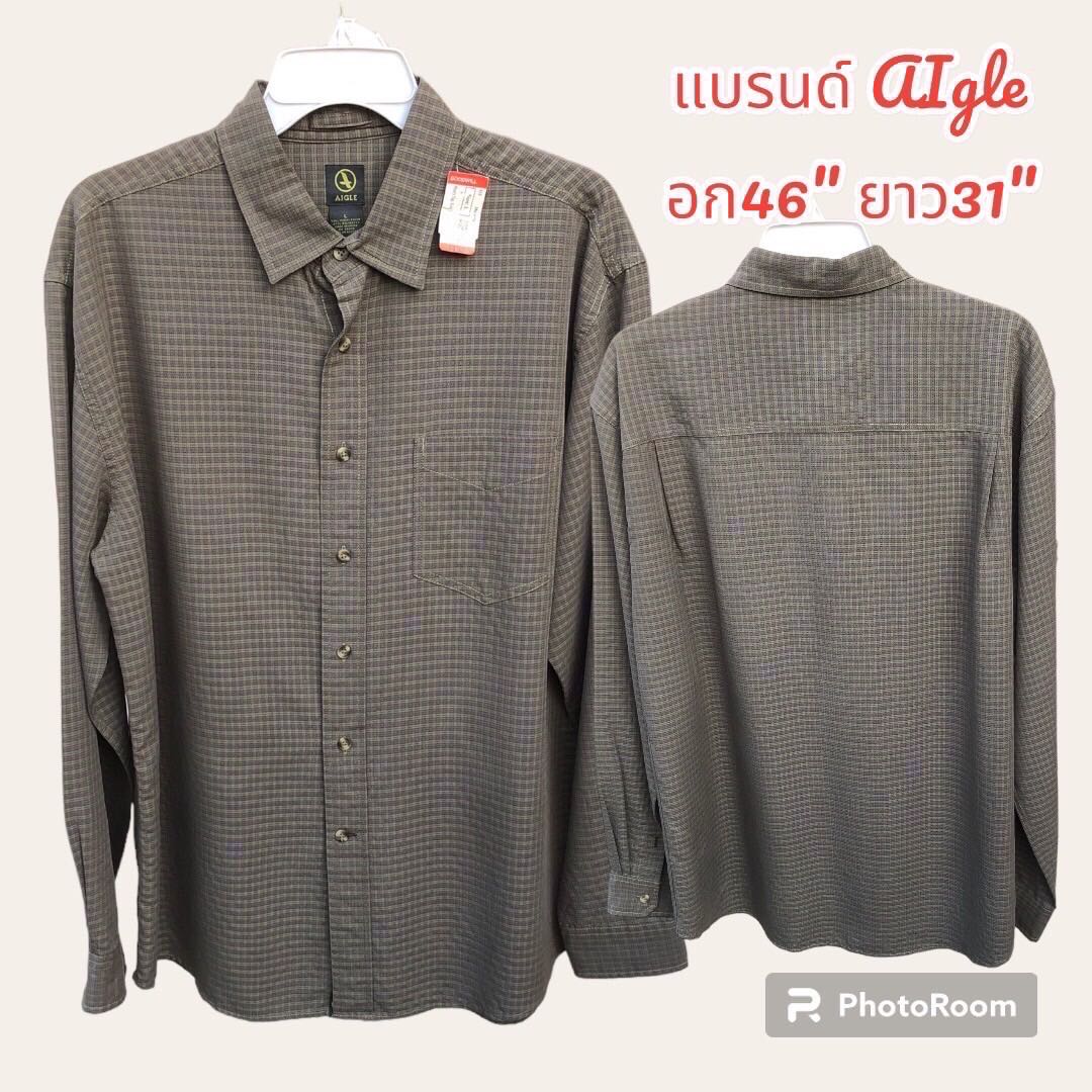 เสื้อเชิ้ตลายสก็อตแขนยาว แบรนด์ห้างงานนอกมือ2เกรดA สินค้าพร้อมจัดส่ง