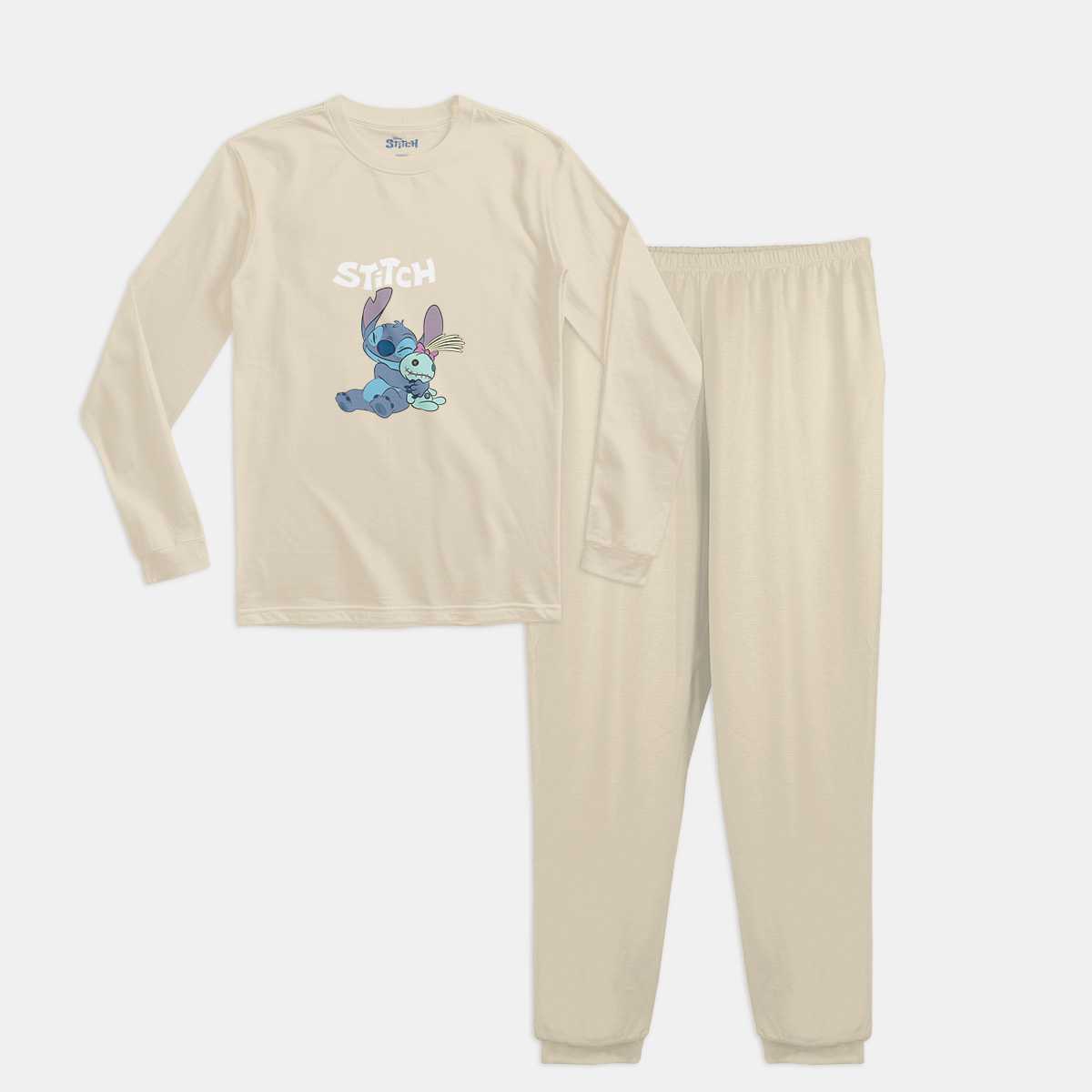 ชุดนอนเด็ก ลาย Stitch ลิขสิทธ์เเท้ เส้นใย 100% cotton แขนยาว ขายาว (012SCCST/BE)