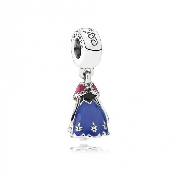 Disney Anna dress silver dangle with blue, pink and black enamel