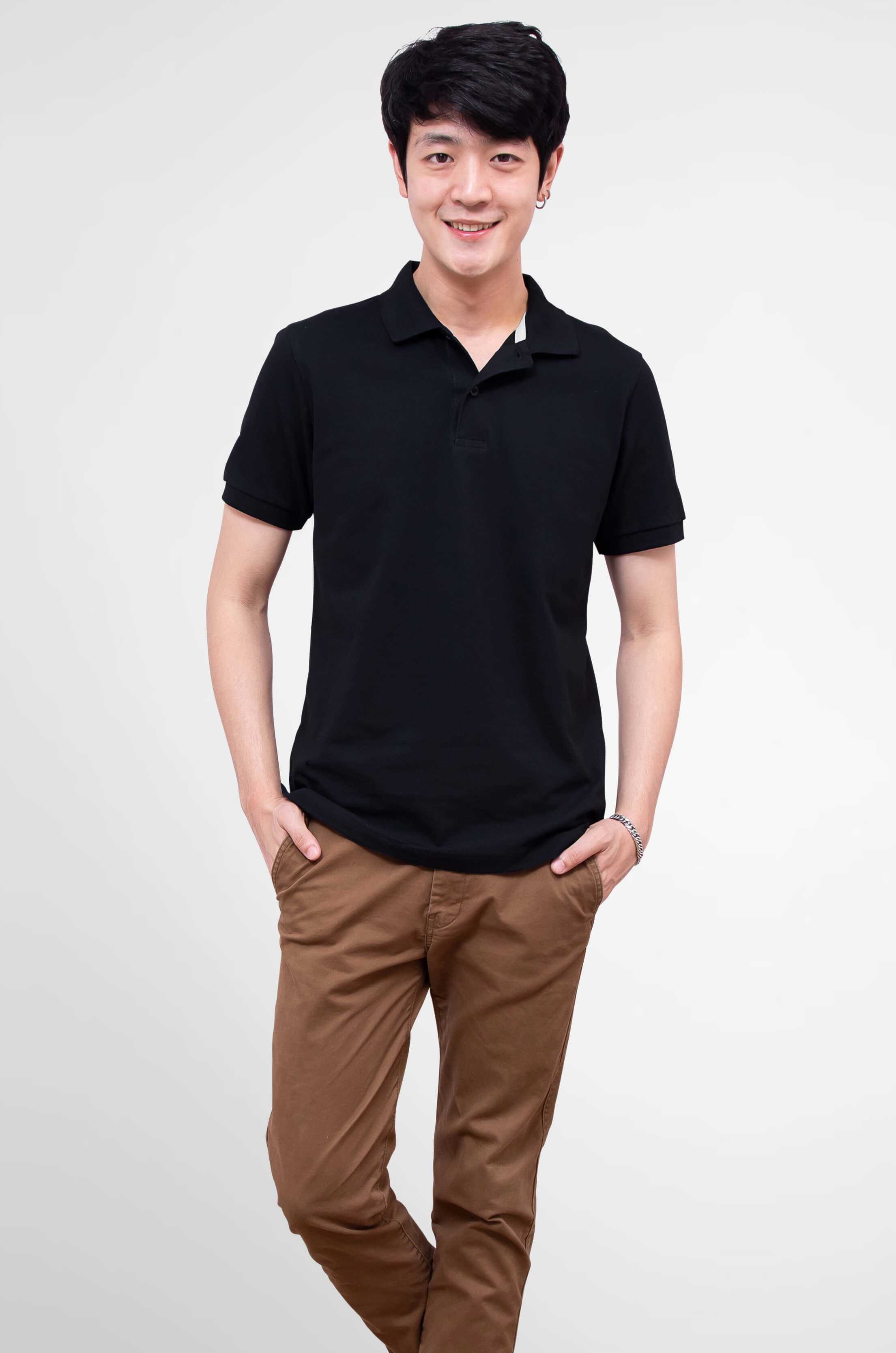 Noproblem ยอดขาย No.1 รับประกัน ไม่ย้วย ไม่ยืด ผ้านุ่ม เสื้อโปโล ชาย สีกรมเข้ม