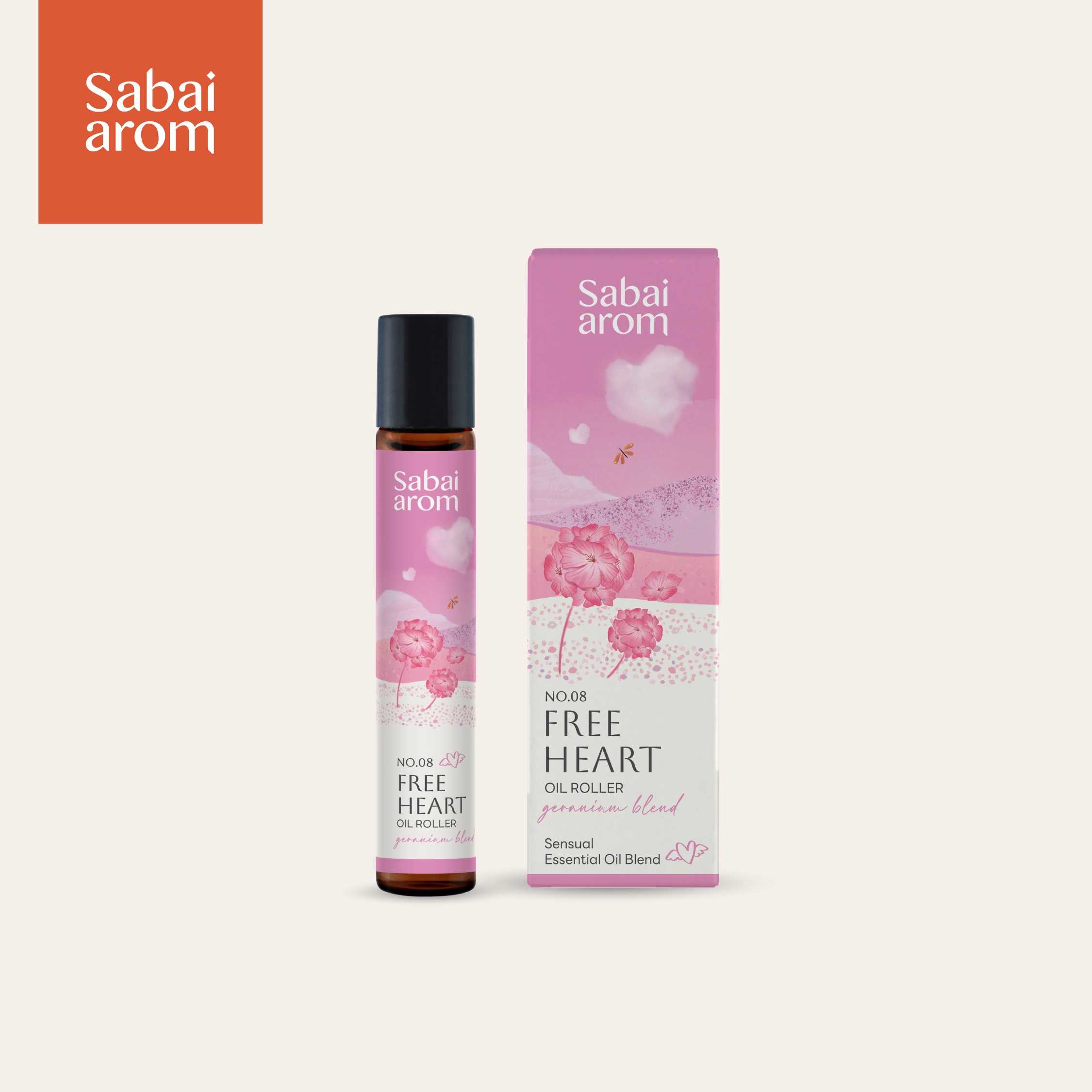 SabaiArom NO.8 Free Heart Essential Oils Spot Roller ลูกกลิ้งน้ำมันหอมระเหย เพื่อเสริมสมดุลย์จิตใจ
