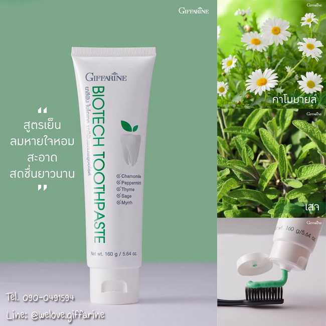 ยาสีฟัน ไบโอเทค กิฟฟารีน  Giffarine Bio Tech ขนาด 160 กรัม