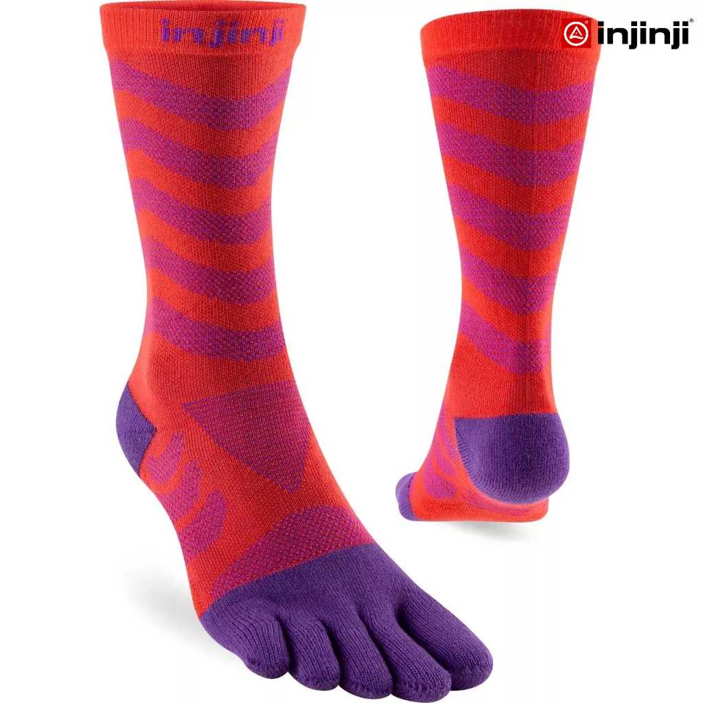 INJINJI ถุงเท้าวิ่งแยกนิ้ว ผู้หญิง  รุ่นอัลตร้า สีชมพู WOMEN'S ULTRA RUN MIDWEIGHT CREW COOLMAX RAZZ