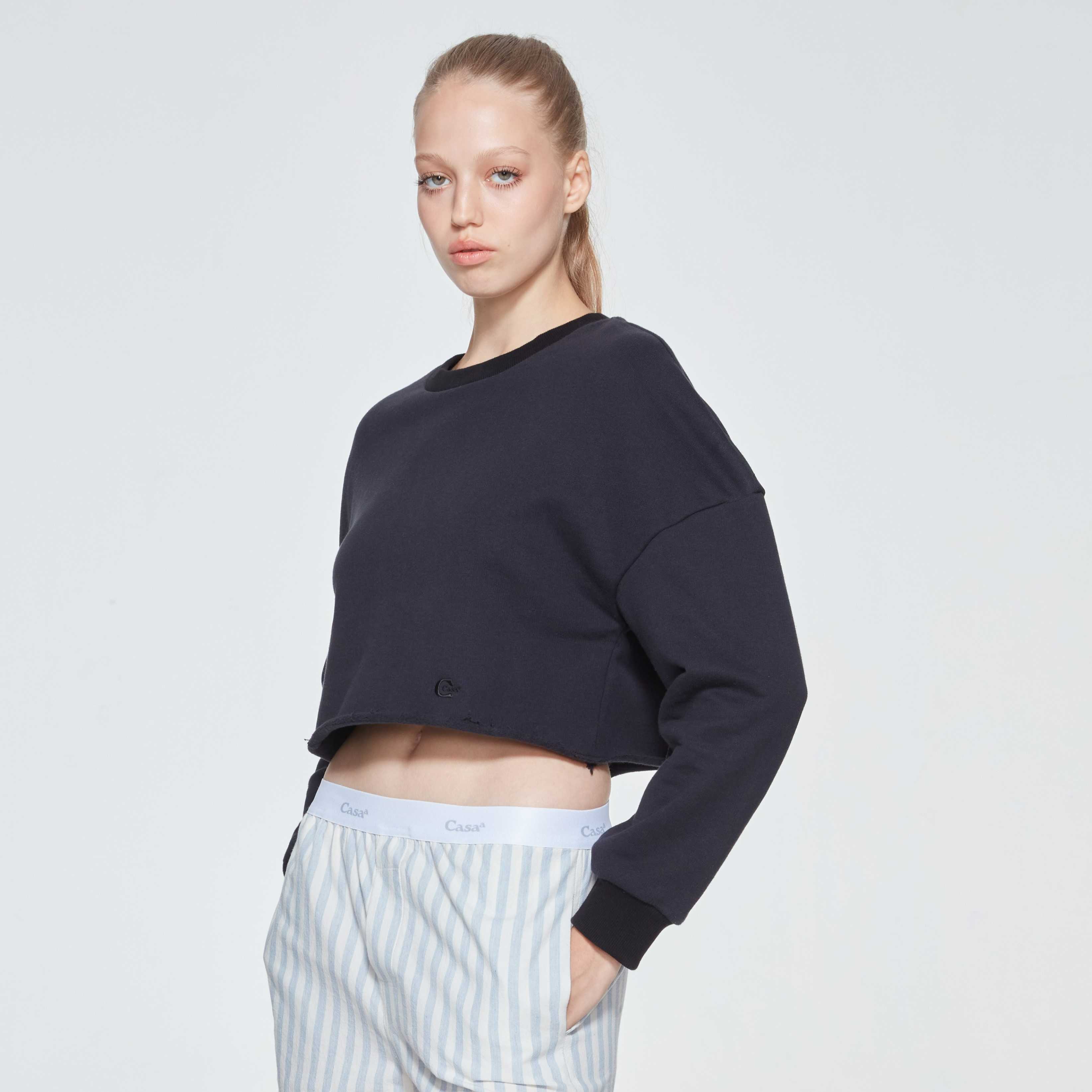 TERRY CROPPED TOP (BLACK)