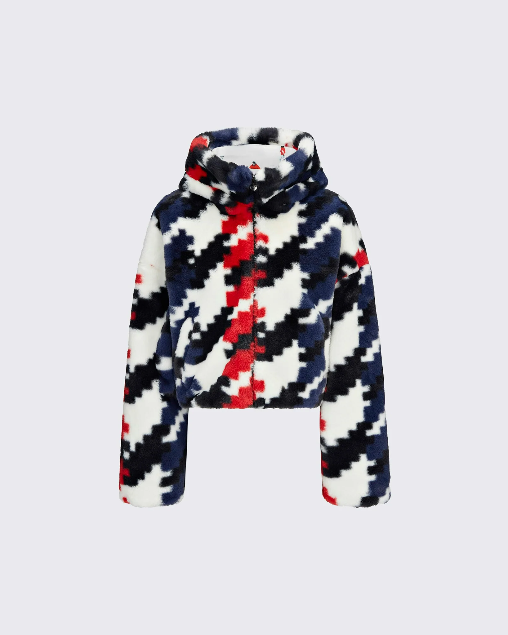 Noelle Faux Fur Jacket - Houndstooth