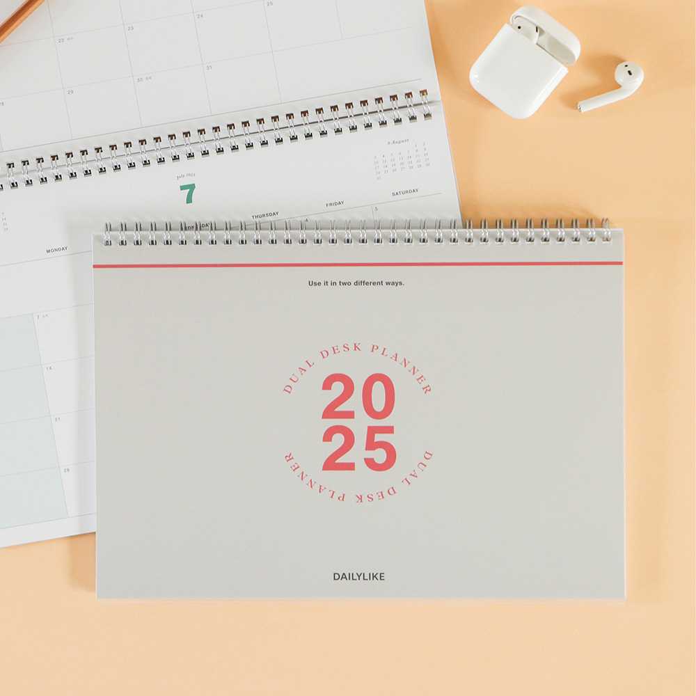 2025 Dual Desk Planner ปฏิทินตารางงานแบบวางโต๊ะ