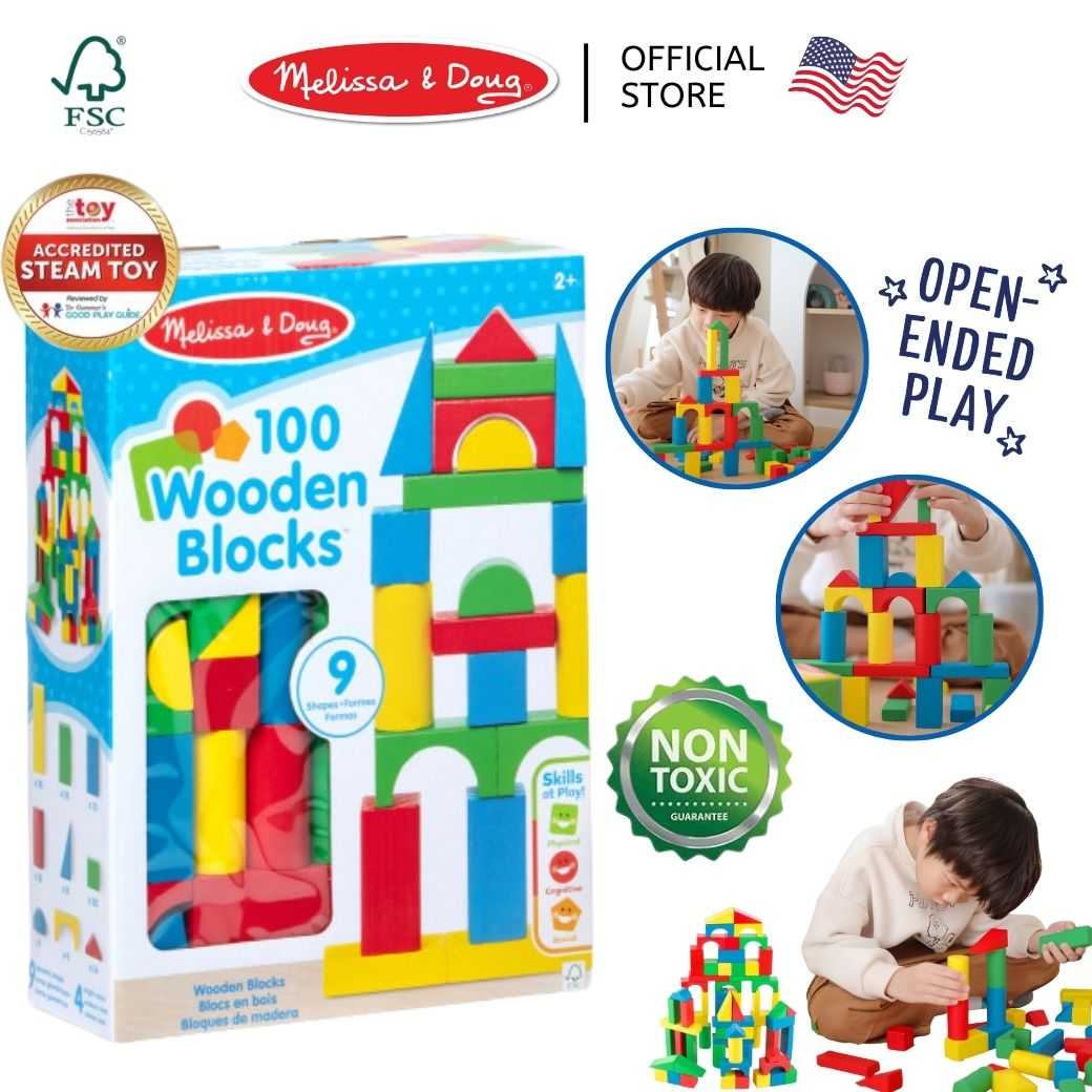 (ของแท้ USA) บล็อกไม้ ตัวต่อ ปลอดภัย Wooden Block Set บล็อกไม้สร้างเมือง ของเล่นปลายเปิด 481