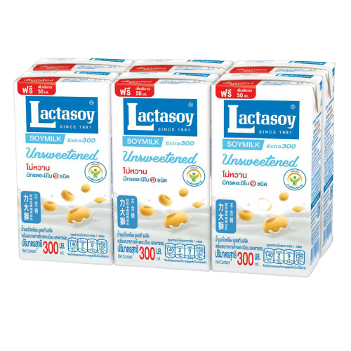 แลคตาซอย นมถั่วเหลืองยูเอชที รสจืด 300มล.x6กล่อง 8850267800156 (01)