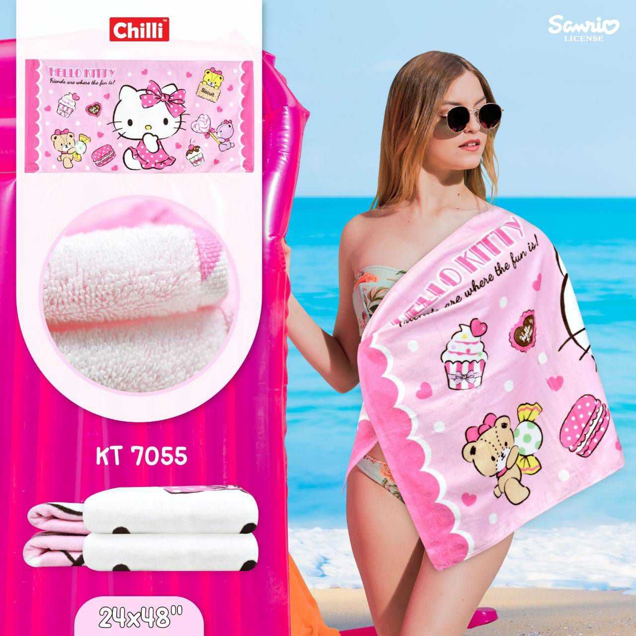 i-Biley ผ้าขนหนู 24x48 นิ้ว KT-7055 HelloKitty ลายลิขสิทธิ์แท้ 100% ผ้านุ่ม