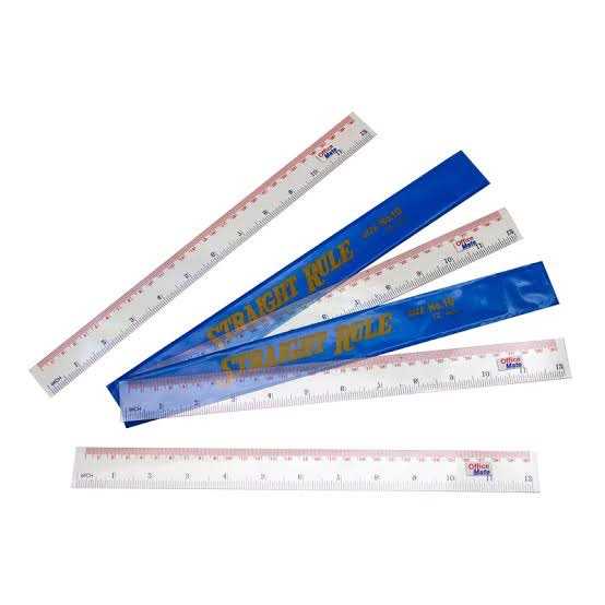ไม้บรรทัดพลาสติกซองฟ้า 12 นิ้ว Straight Rule Size No.10 ราคากล่อง72อัน