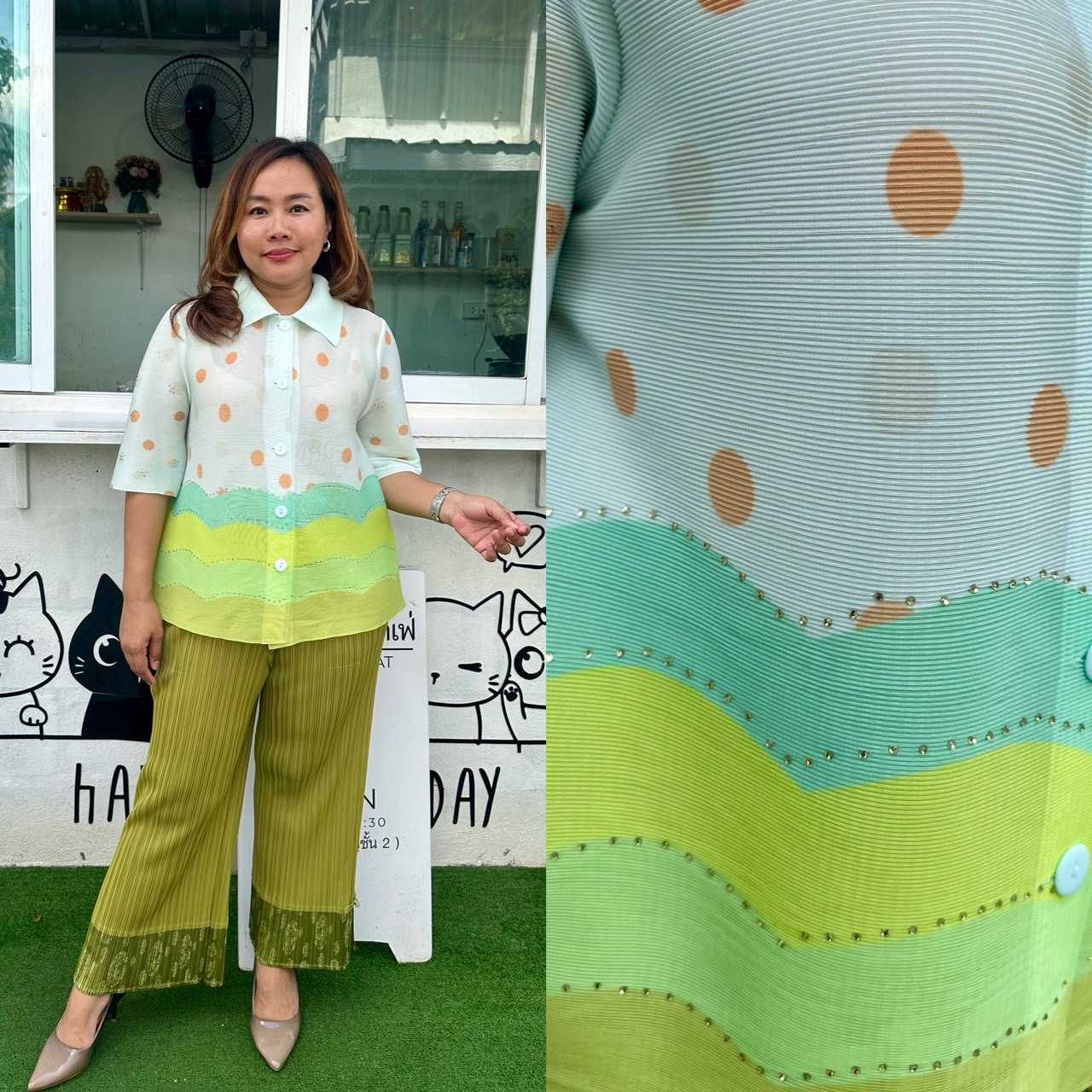 Peatbynisa A440 เสื้ออัดพลีท เนื้อผ้าPolyester100%