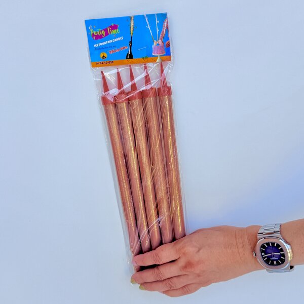 ไฟเย็นวันเกิดAY 25cm. (27cm.รวมฐาน) 90s. (แพค 5 แท่ง)