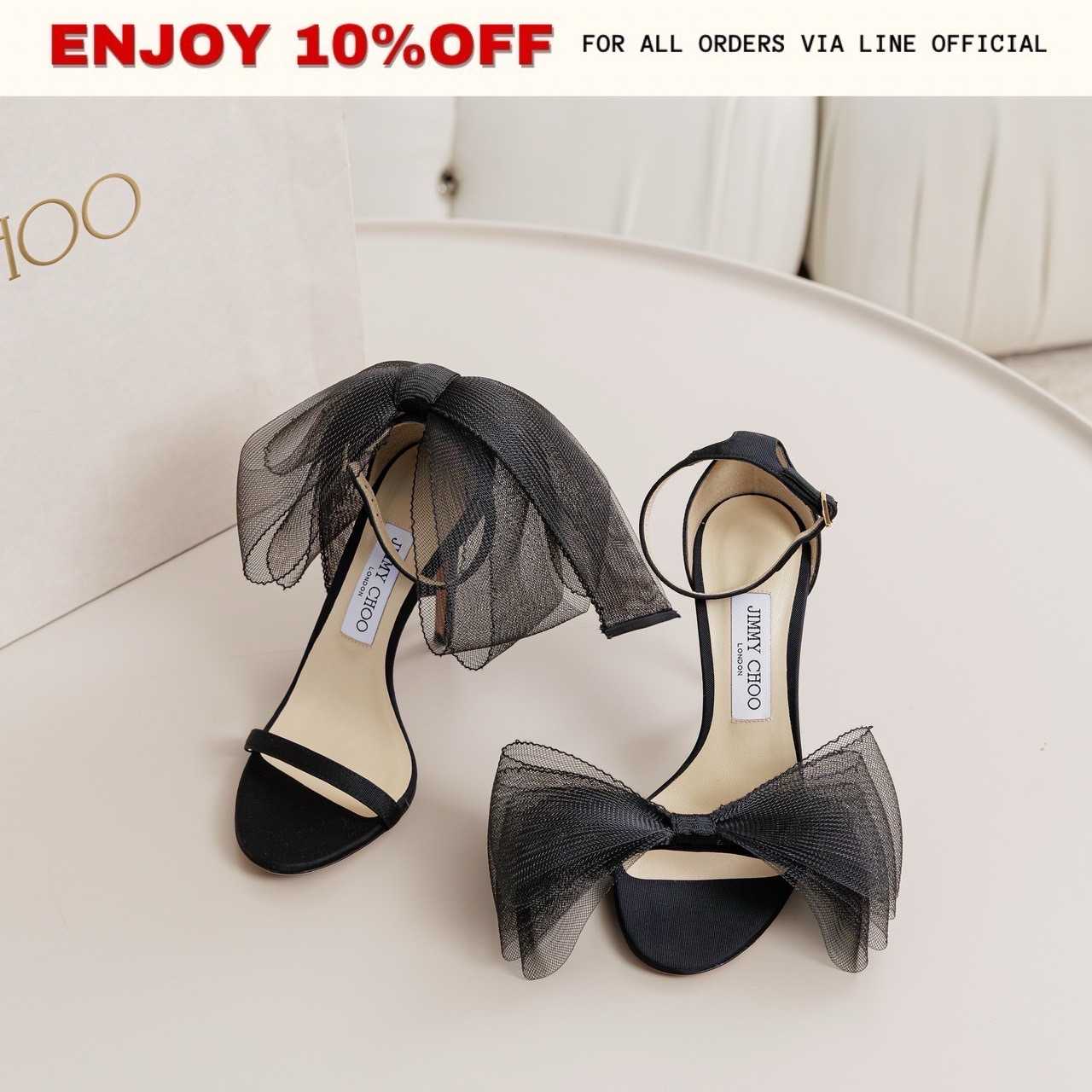 📍LIKE NEW📍JIMMY CHOO Avaline 100 สี Black Mesh | Shoes