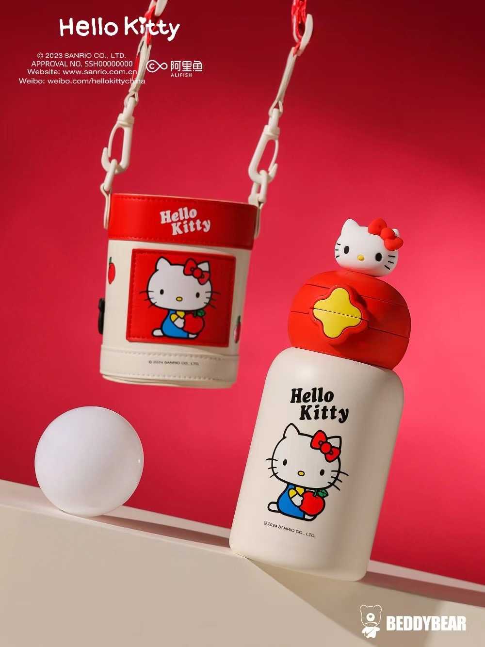 BeddyBearXKitty กระติกน้ำสูญญากาศสแตนเลส เก็บอุณหภูมิ 2in1 พร้อมกระเป๋าสะพาย BB011-001KT 600 ml.