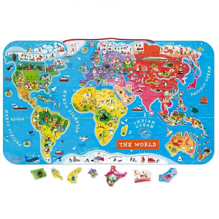 ของเล่นเด็ก 7 ปีขึ้นไป JANOD Magnetic World Map Puzzle (LearningWebThai ตัวแทนหลักในไทย)
