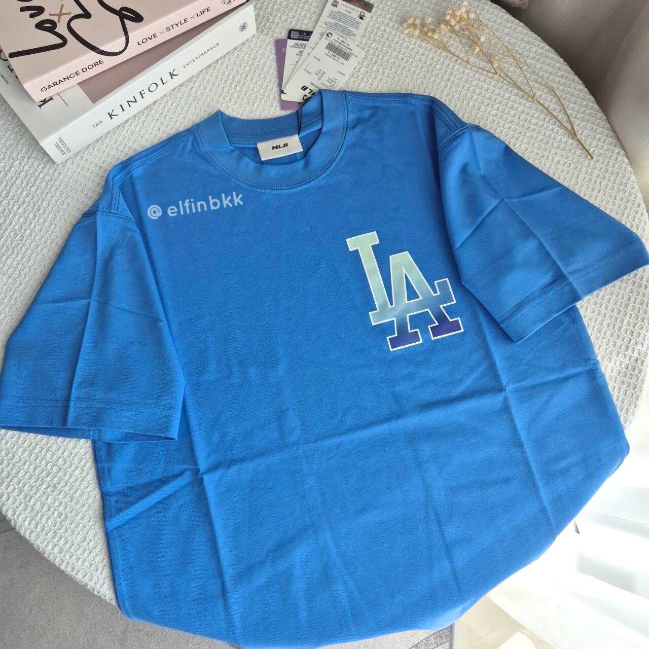 🚨Clearance Sale🚨 เสื้อ MLB T-Shirt  เสื้อยืดโอเวอร์ไซส์ สีครีม โลโก้ NY น้ำตาล