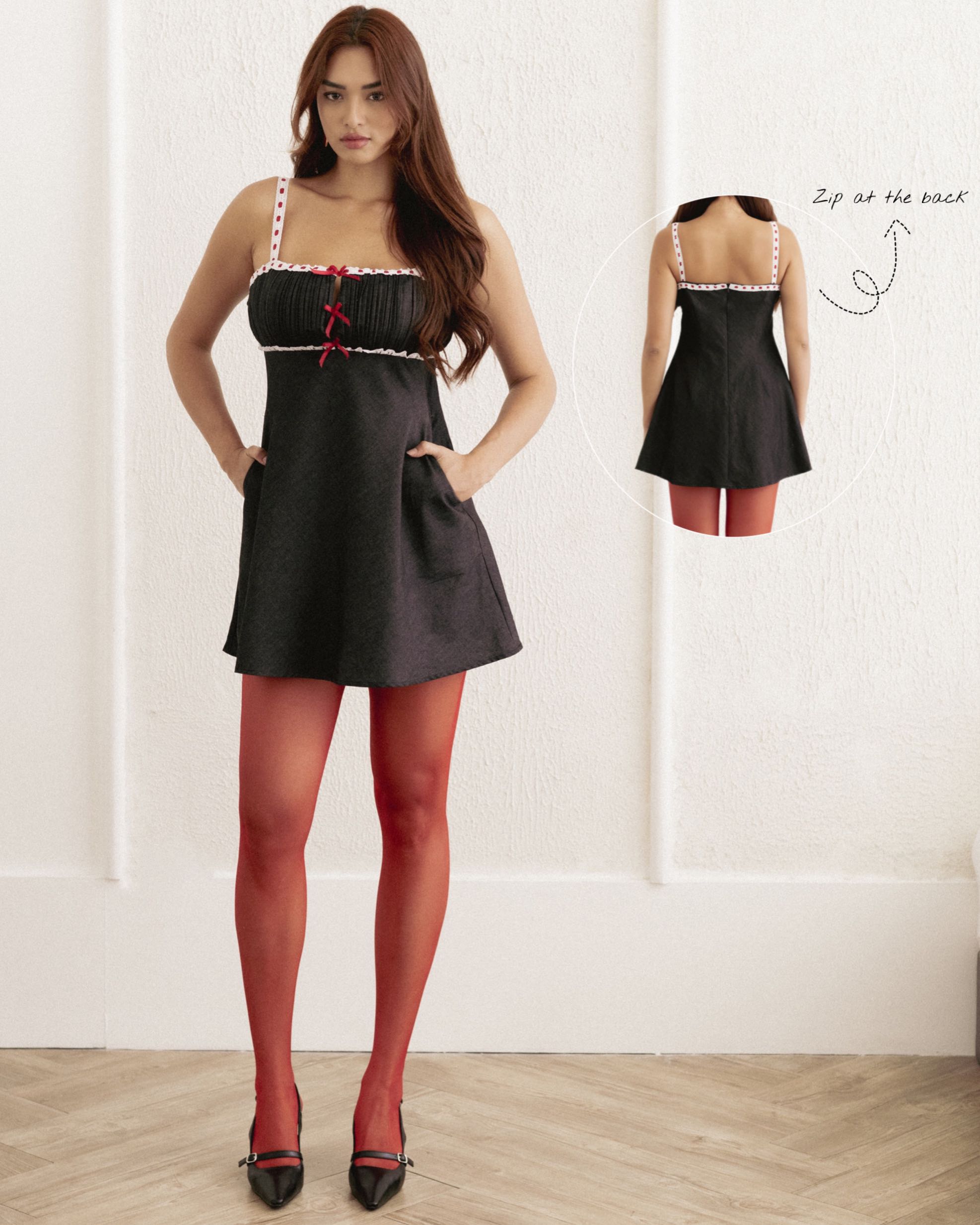 RIBBON DENIM DRESS