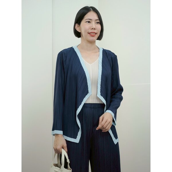 2MUAY รุ่น GJO1060P เสื้อคลุมอัดพลีท TWO TONE OPEN FRONT PLEATED CARDIGAN FREE SIZE