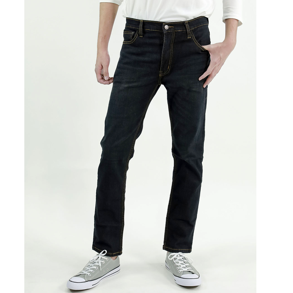 กางเกงยีนส์ ผู้ชาย ทรงกระบอกเล็ก ผ้ายืด สีน้ำเงินอมเขียว MEDIA JEANS (SN:SS23/3)