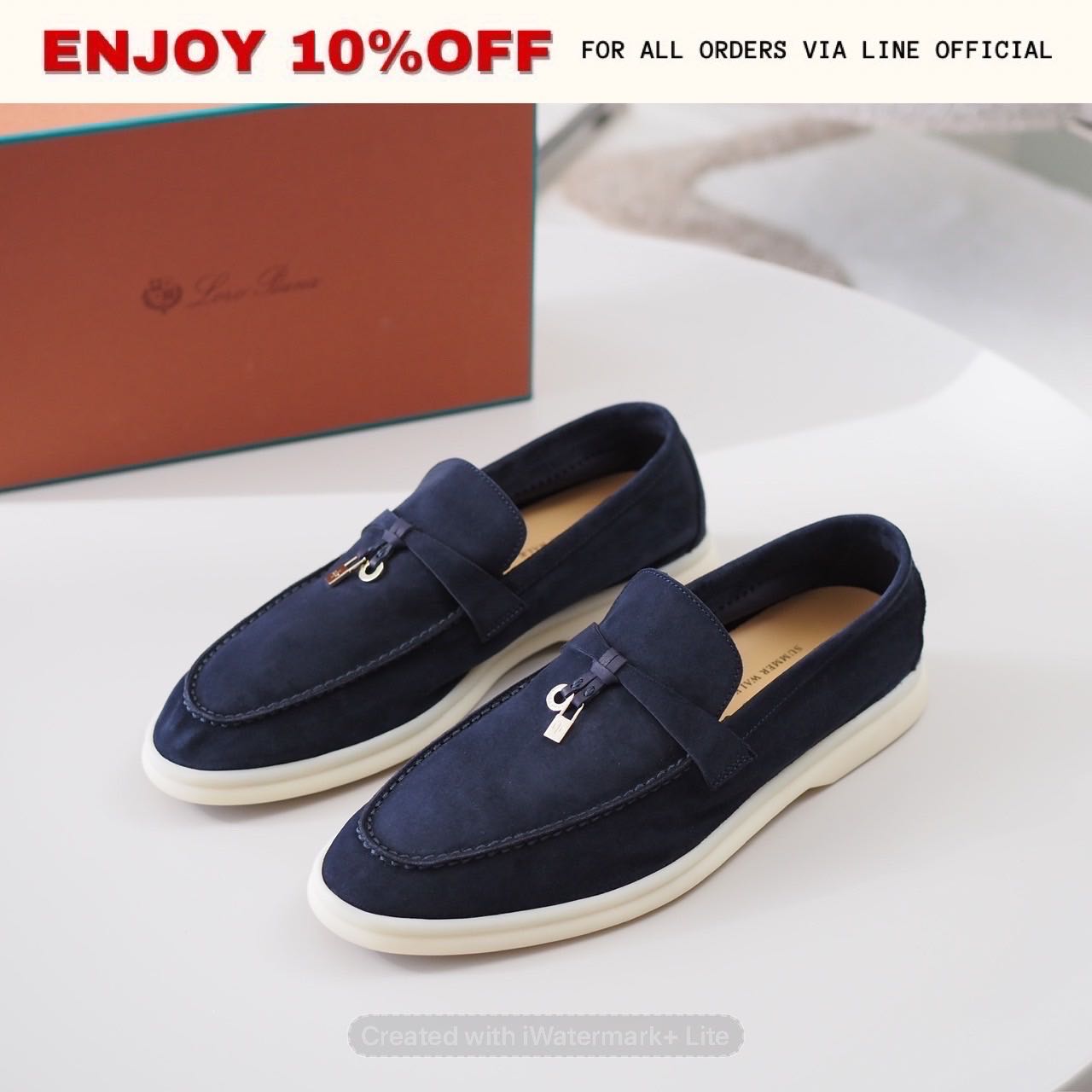 NEW! LORO PIANA Summer Charms Walk Loafers สี Argo Blue Melange | Shoes