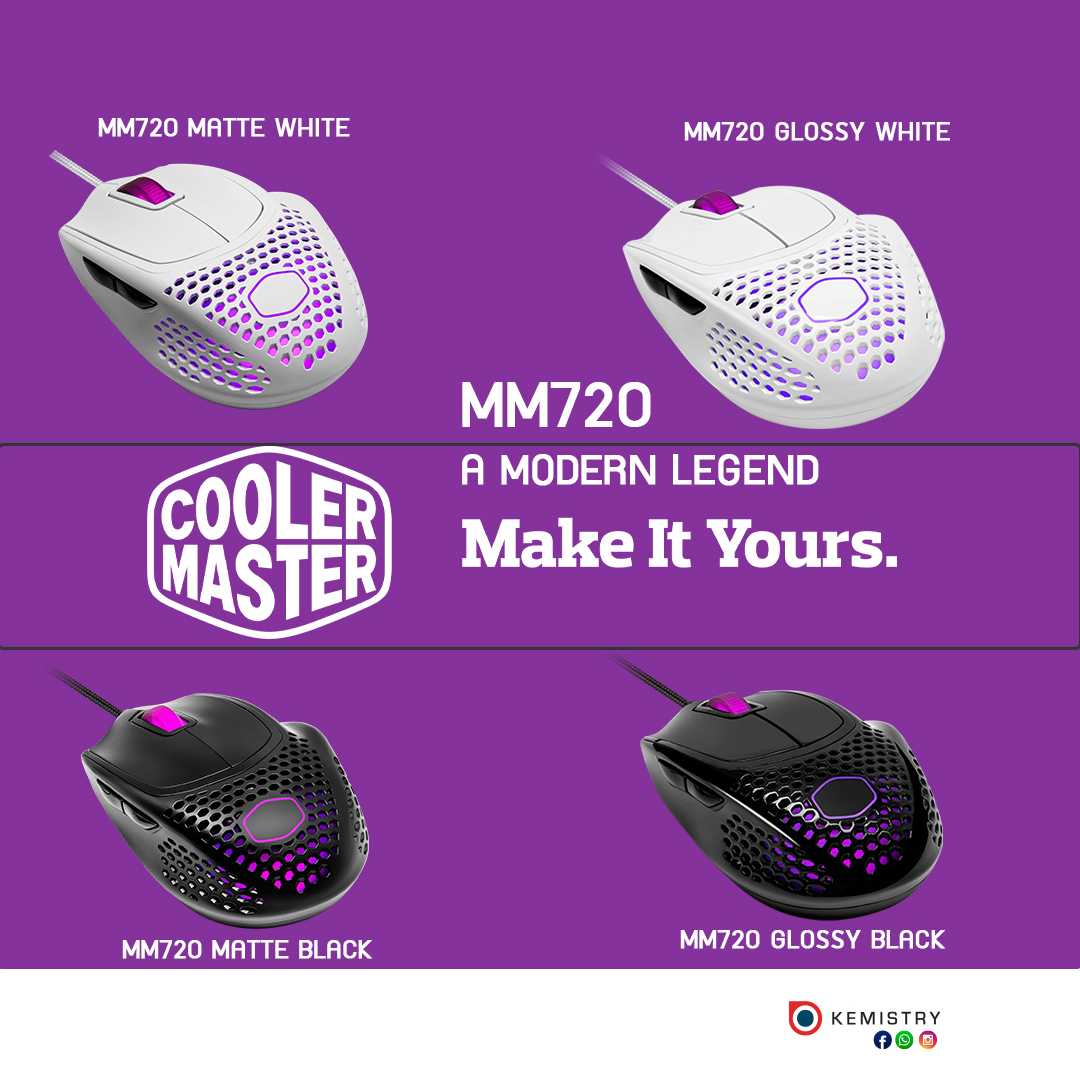Mouse l Cooler Master MM720 MATTE WHITE [สีขาว ด้าน ]