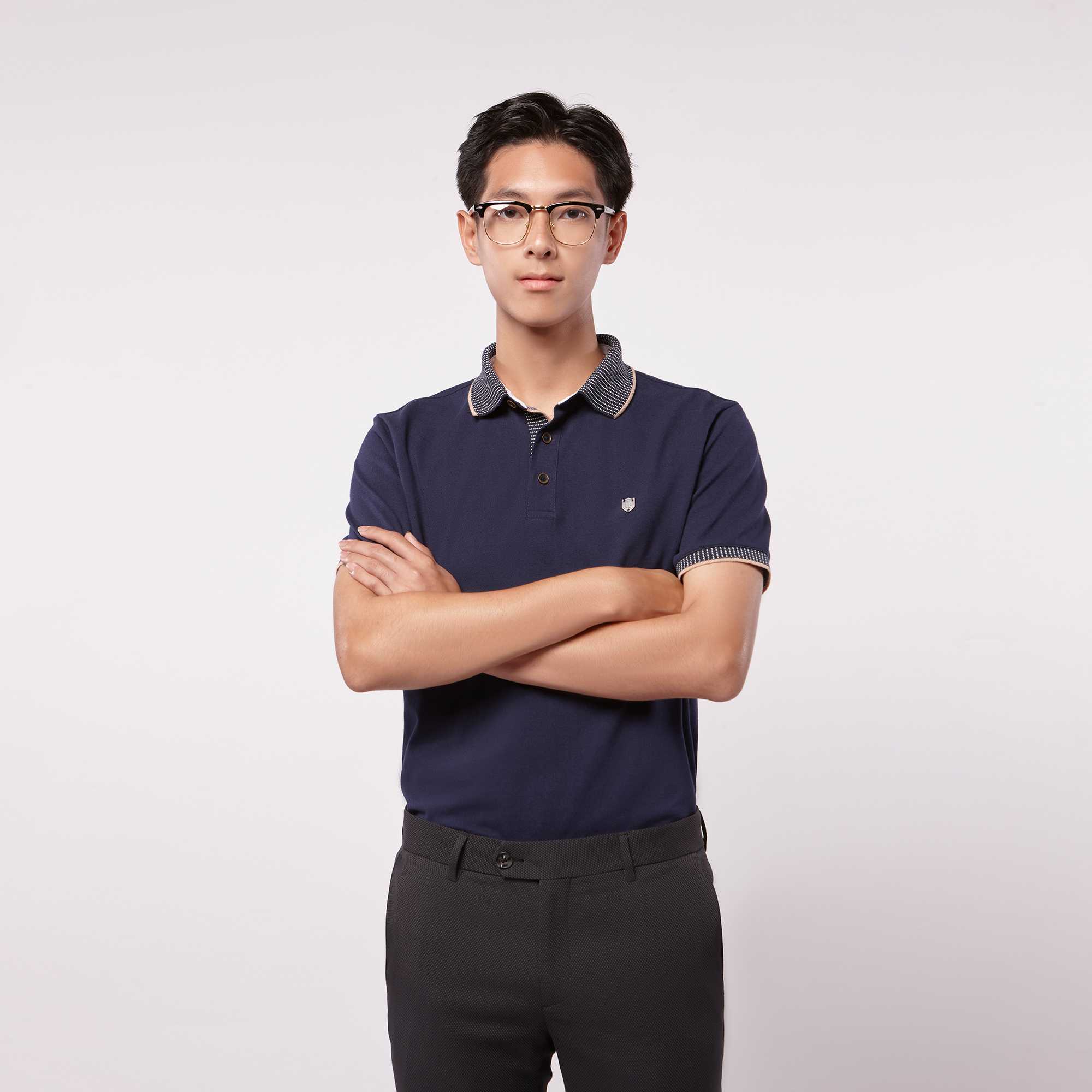 เสื้อโปโลป้องกันแบคทีเรีย สีน้ำเงิน | 03471