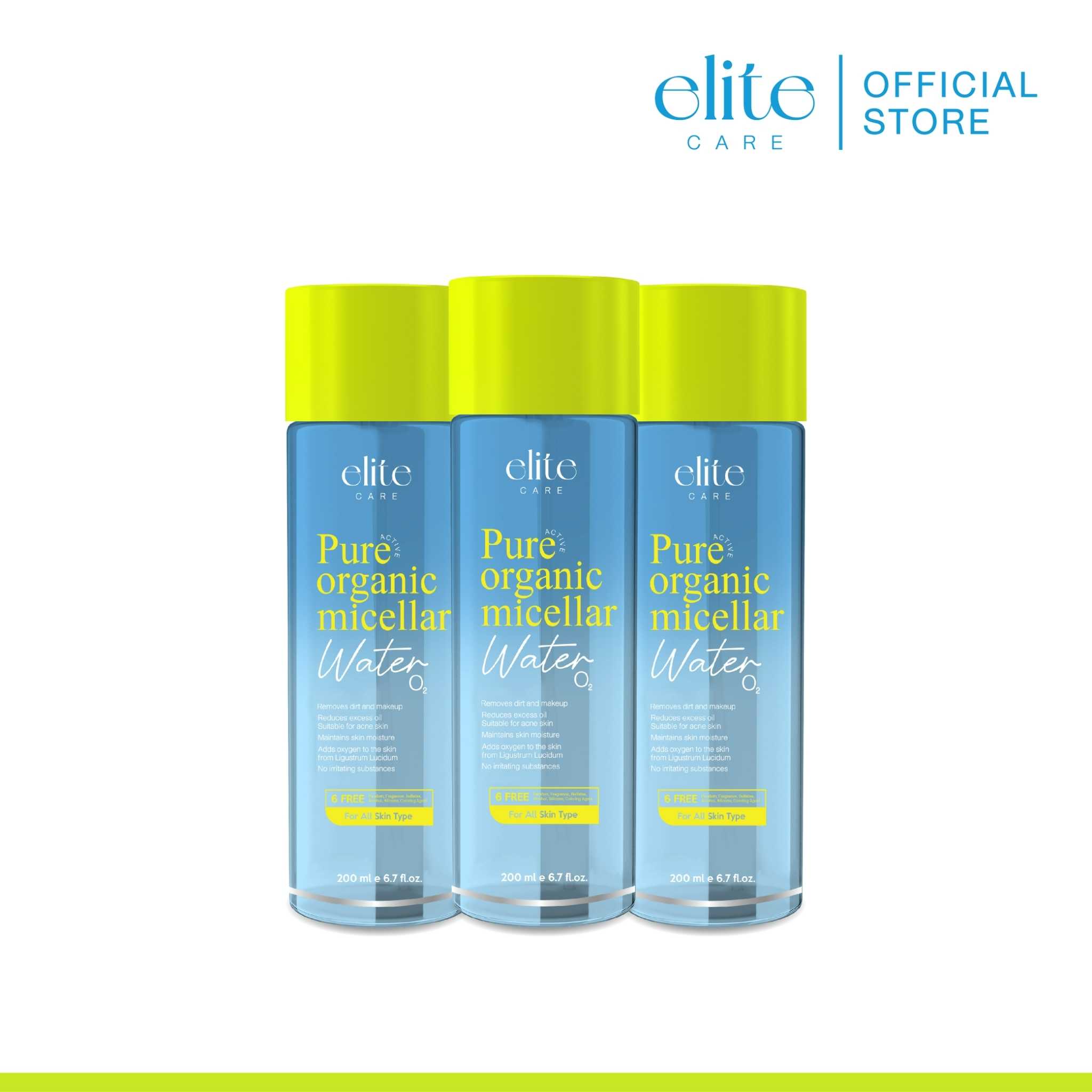 Elite care คลีนซิ่ง อีลิท แคร์ ไมเซล่า วอเตอร์ micellar water cleansing [3 ขวด] 200ml.