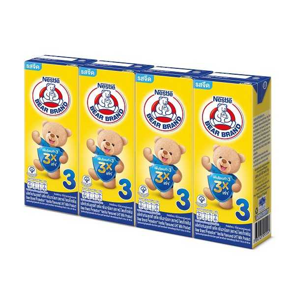 นมยูเอชทีรสจืดกลิ่นวานิลลาตราหมี สูตร3 (180มล. X 4กล่อง) 8850125095564 (07)