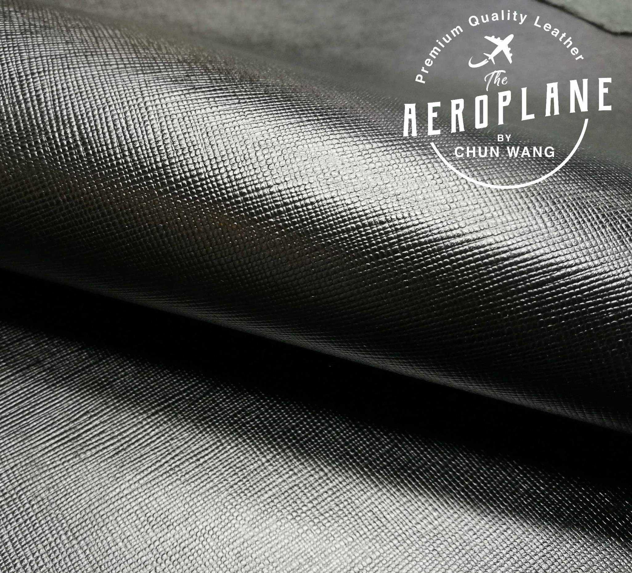หนังวัวอัดลาย Saffiano สีดำ รหัส B-245 (SAFFIANO : BLACK)