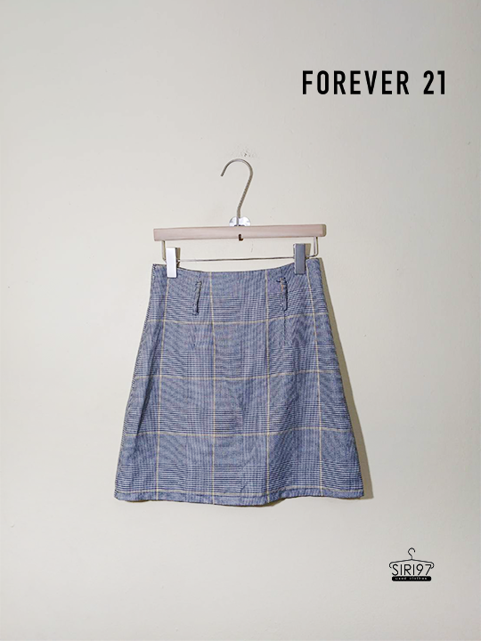 กระโปรงทำงาน Forever 21 ลายสก็อต สีเทา สภาพ90%